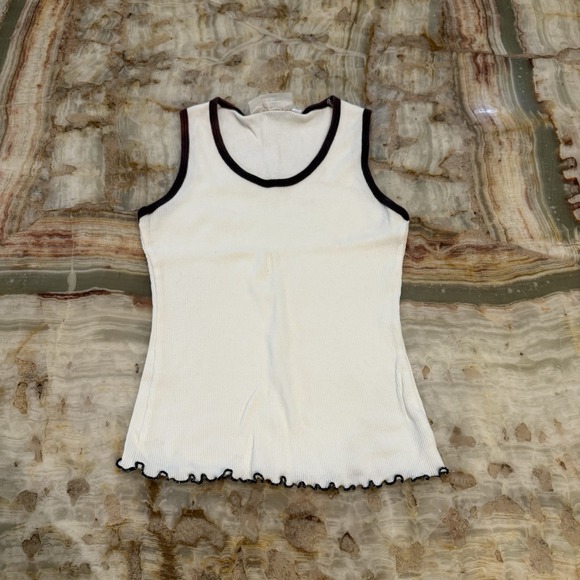 Papa Vancouver Tops - Vancouver‎ Apparel Co Ribbed Tank Top Women's M White Contrast Trim Made Canada